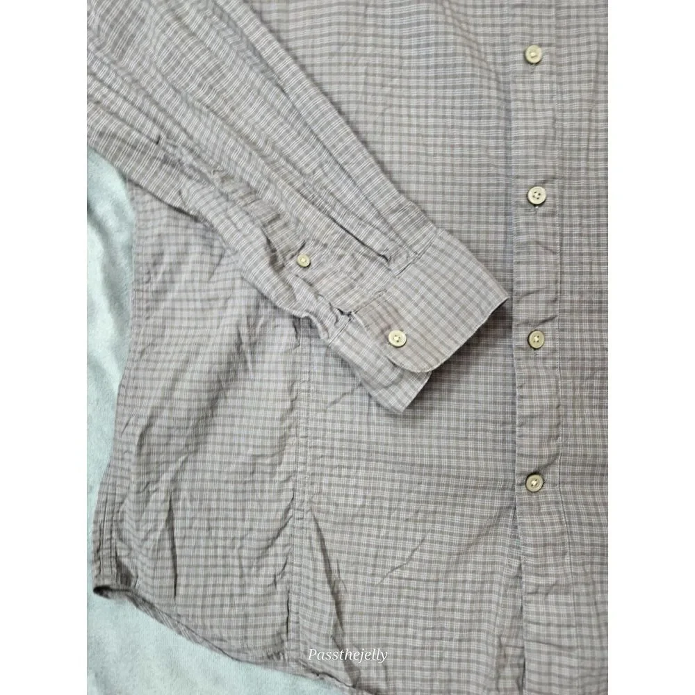 John Varvatos‎ Shirt Mens Large Window Check Star USA Comfort Cotton Dress